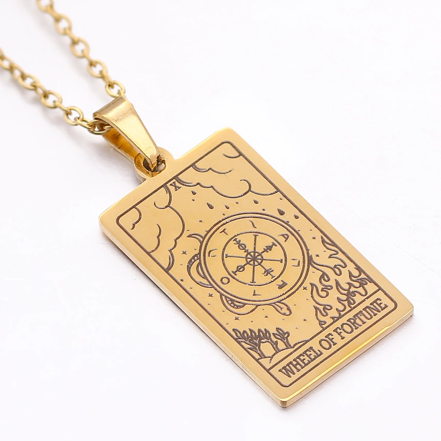 Tarot Card Necklace Stainless Steel