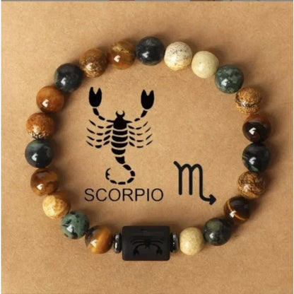 12 Zodiac Signs Constellation Bracelet – Tiger Eye Stone Beaded Jewelry for Men and Women