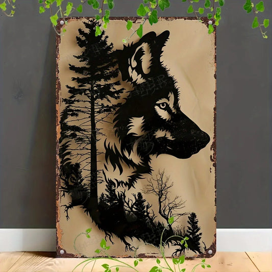 Iron Wolf Silhouette Wall Sign