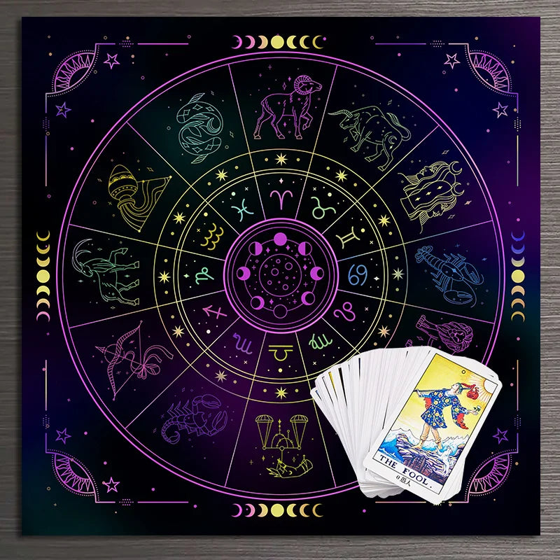 1pc Tarots 12 Constellations Divination Tablecloth