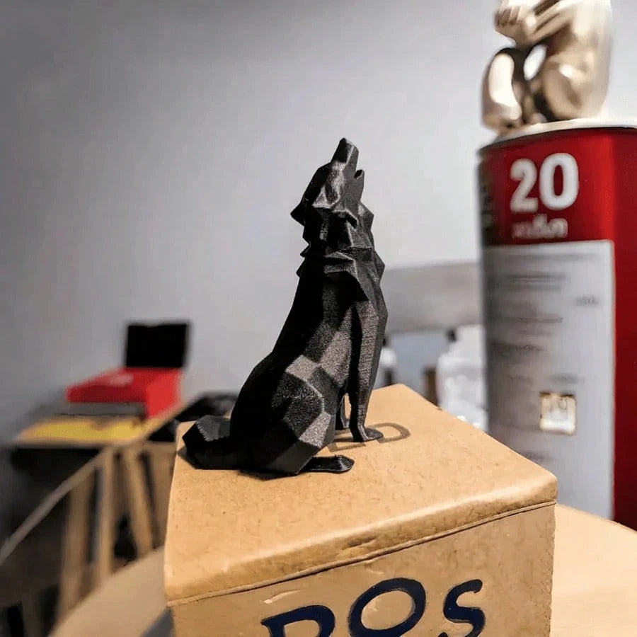 Modern Abstract Geometric Wolf Sculpture