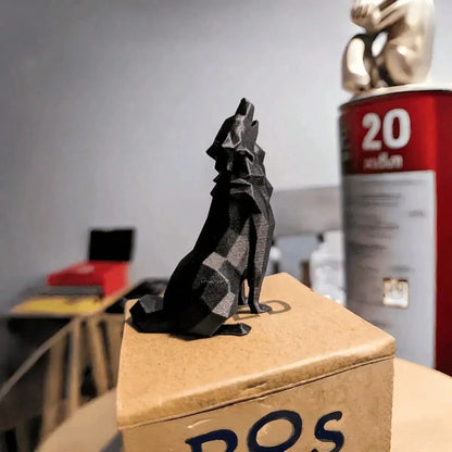 Modern Abstract Geometric Wolf Sculpture
