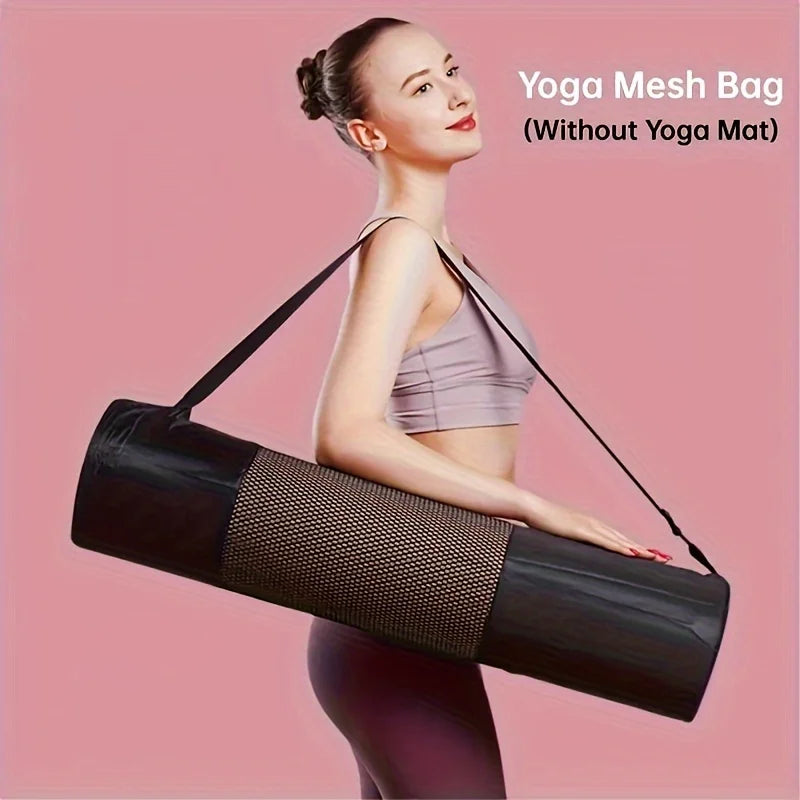 Breathable Yoga Mat Storage Mesh Bag Durable Black Fitness Shoulder Carrier