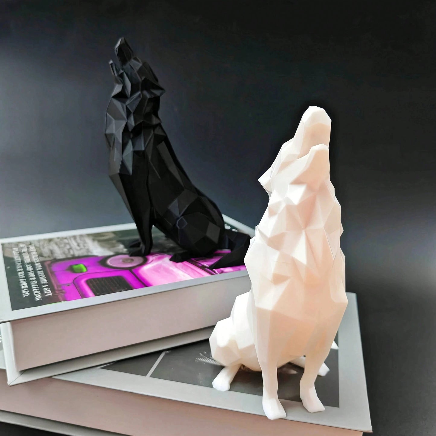 Modern Abstract Geometric Wolf Sculpture