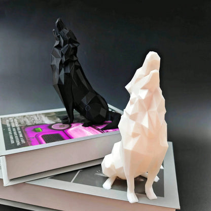 Modern Abstract Geometric Wolf Sculpture