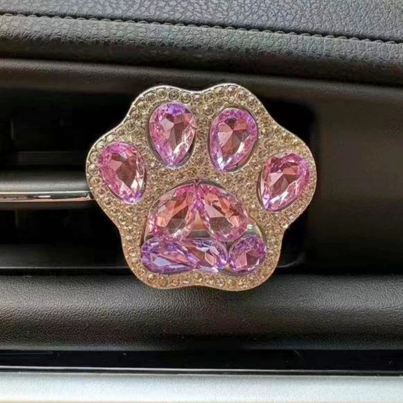 Diamond Cat Paw Car Air Freshener Clip | Stylish Pet Lover Car Accessory