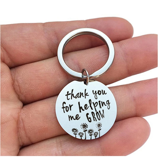 Thank You for Helping Me Grow Metal Keyring – Inspirational Gift