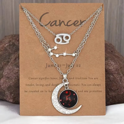 Zodiac Moon Glow Pendant Necklace Set
