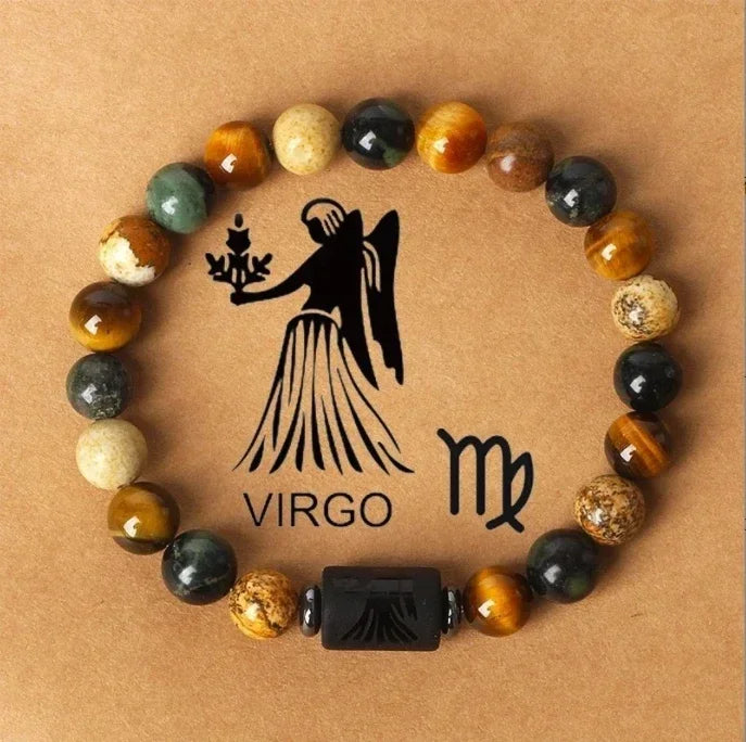 12 Zodiac Signs Constellation Bracelet – Tiger Eye Stone Beaded Jewelry for Men and Women