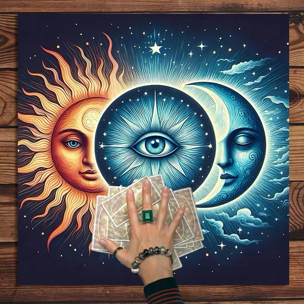 1PC Sun Moon Fabric Tarot Tablecloth