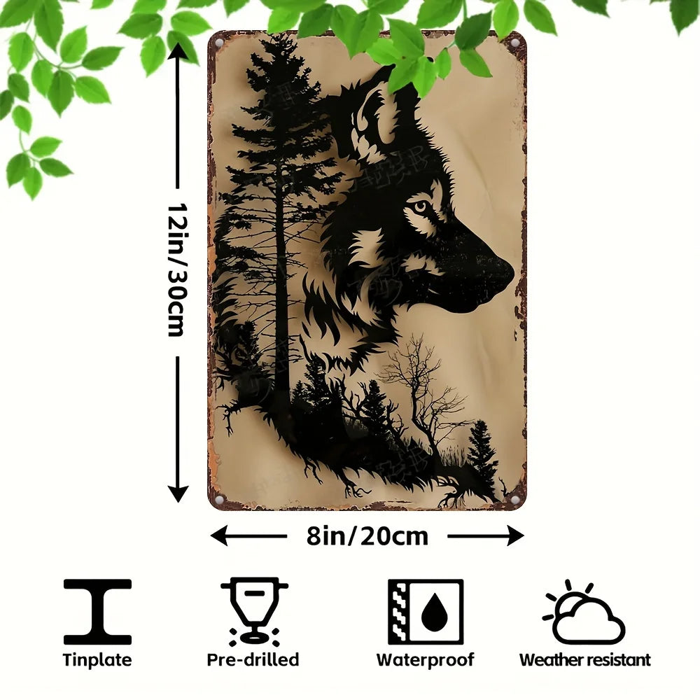 Iron Wolf Silhouette Wall Sign