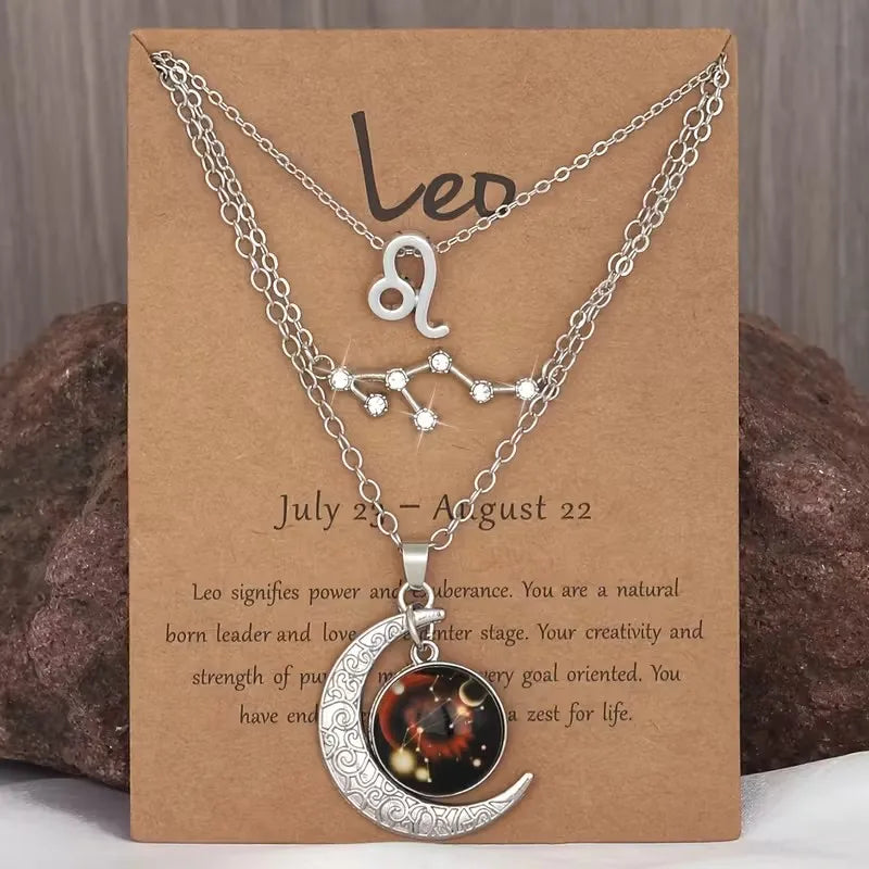 Zodiac Moon Glow Pendant Necklace Set
