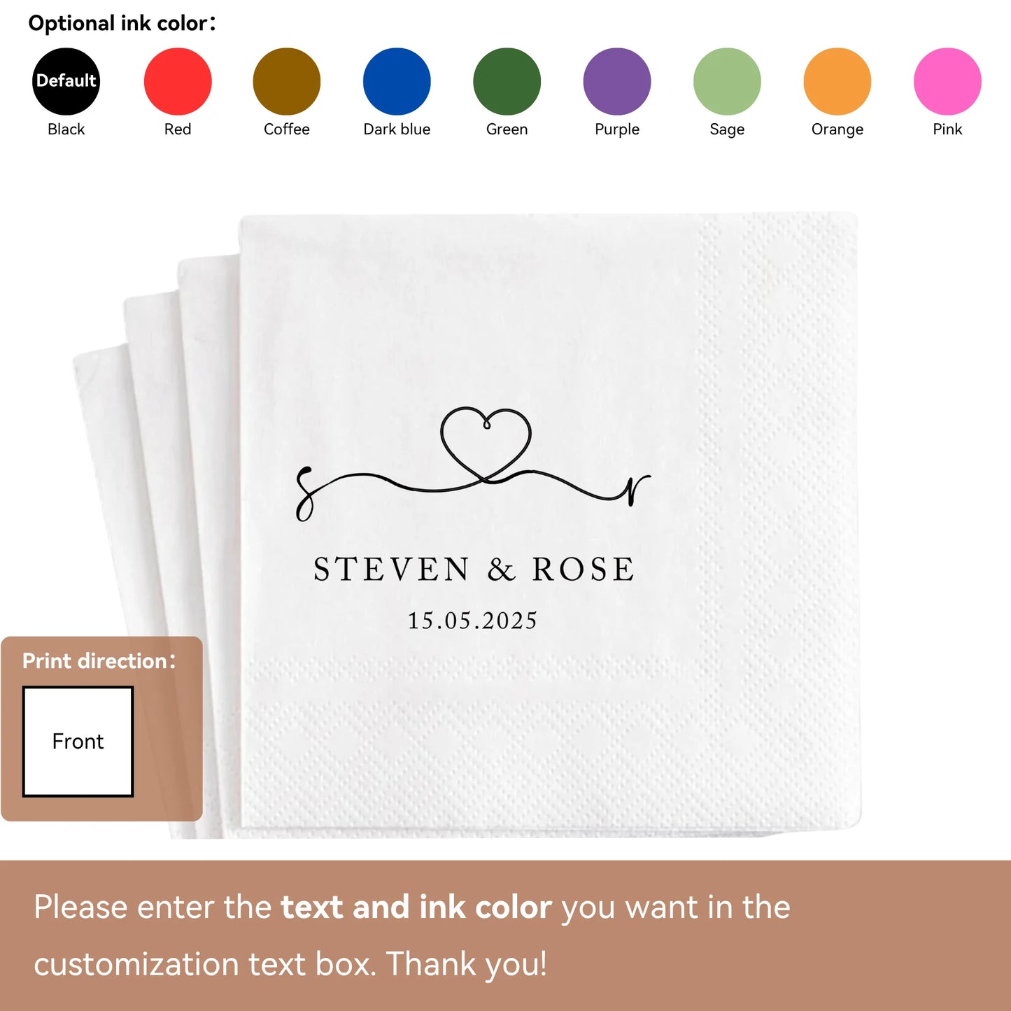 Personalized Wedding Paper Napkins | Custom Monogram Cocktail & Party Napkins