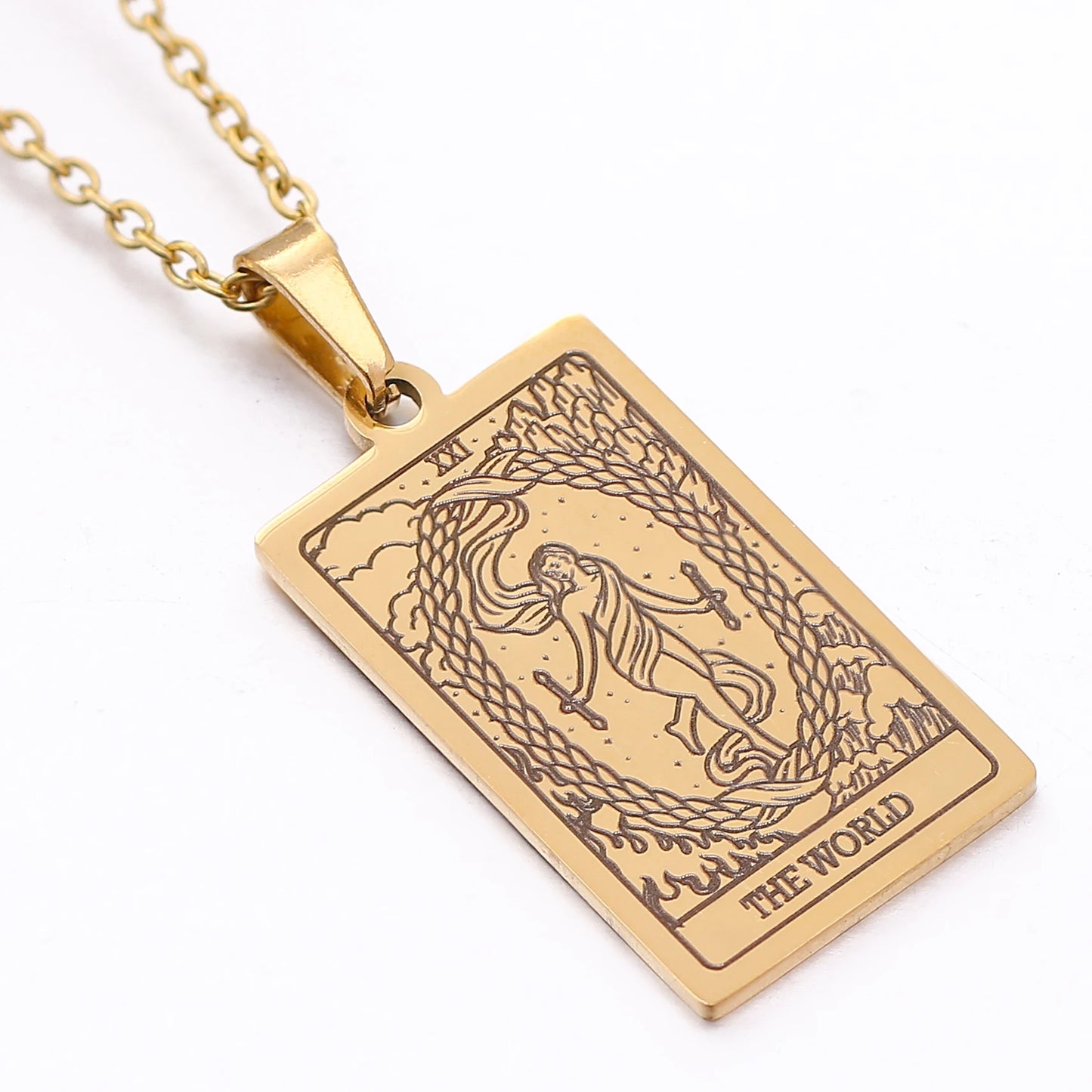 Tarot Card Necklace Stainless Steel
