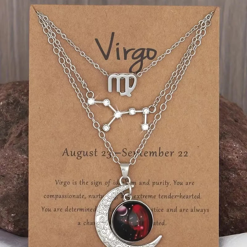 Zodiac Moon Glow Pendant Necklace Set