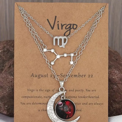Zodiac Moon Glow Pendant Necklace Set