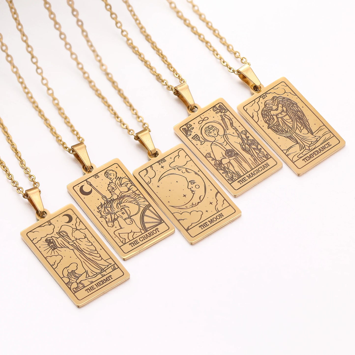 Tarot Card Necklace Stainless Steel