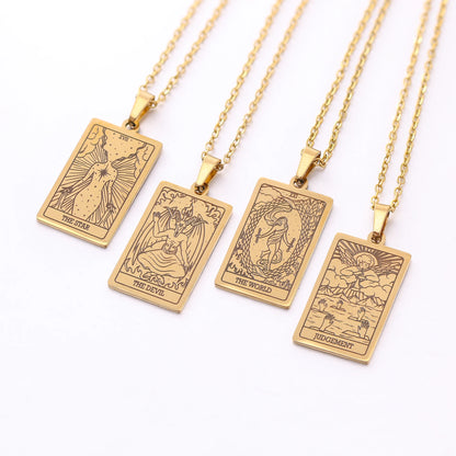 Tarot Card Necklace Stainless Steel