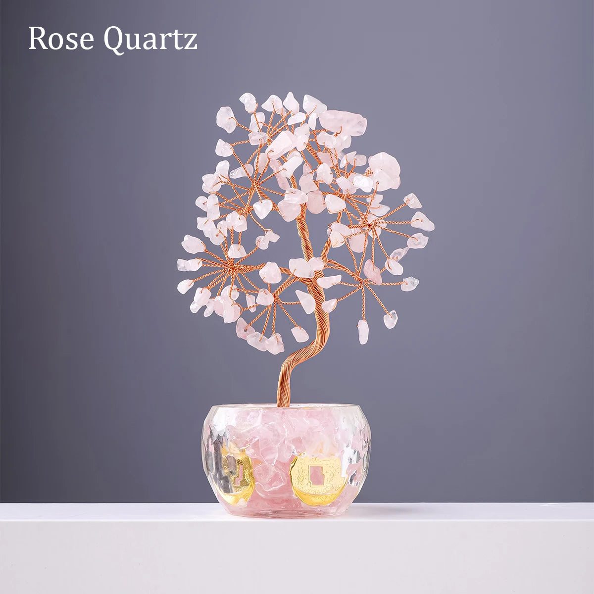 rose quartz healing crystals money tree 7 Chakra Crystal Money Tree Feng Shui Healing Home Decor – Delvin New Age Shop