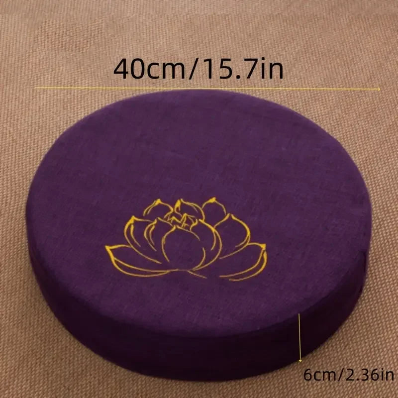 40cm Round Lotus Meditation Cushion Linen Yoga Floor Pillow Backrest Tatami Seat