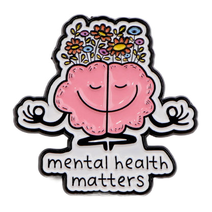 Mental Health Matters Brain Enamel Pin – Inspirational Awareness Lapel Brooch for Clothes, Backpacks, and Accessories