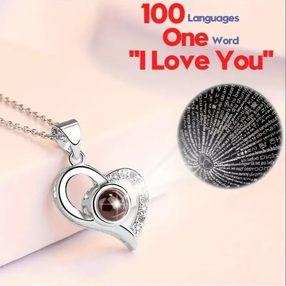 Heart Shaped Red Rose Projection Necklace