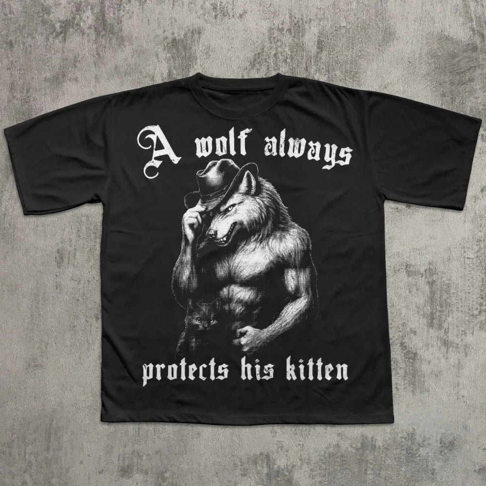 A Wolf Always Protects His Kitten T-shirt
