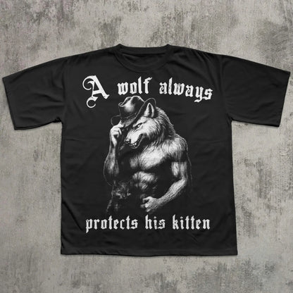 A Wolf Always Protects His Kitten T-shirt