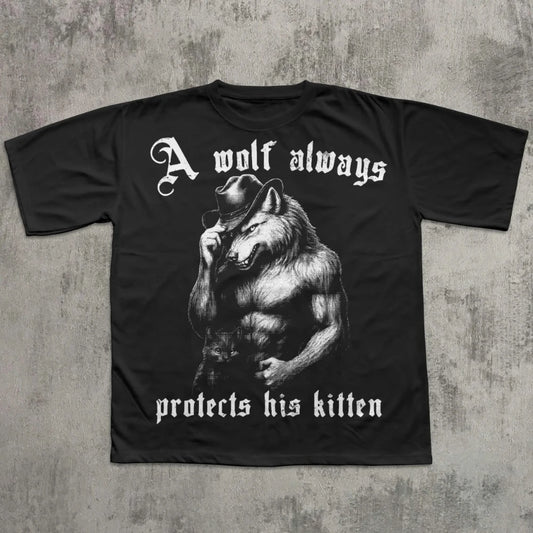 A Wolf Always Protects His Kitten T-shirt