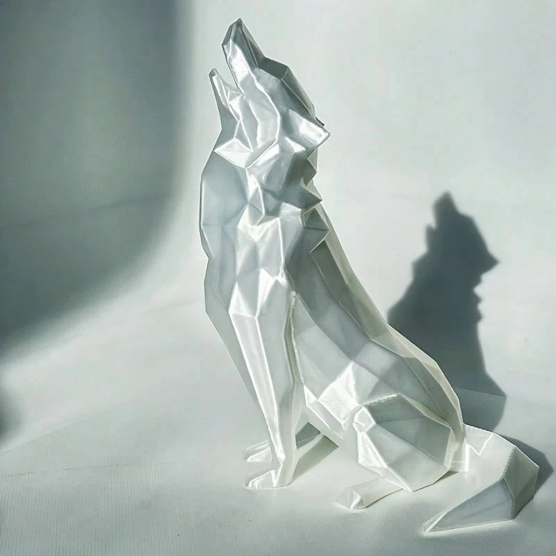 Modern Abstract Geometric Wolf Sculpture
