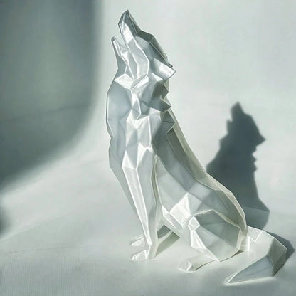 Modern Abstract Geometric Wolf Sculpture