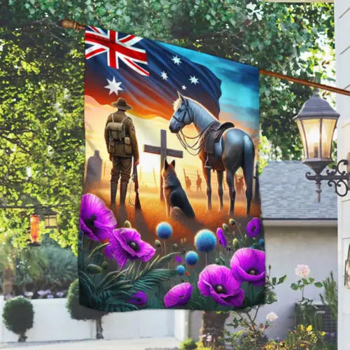 Anzac Day Animals in War Purple Poppy