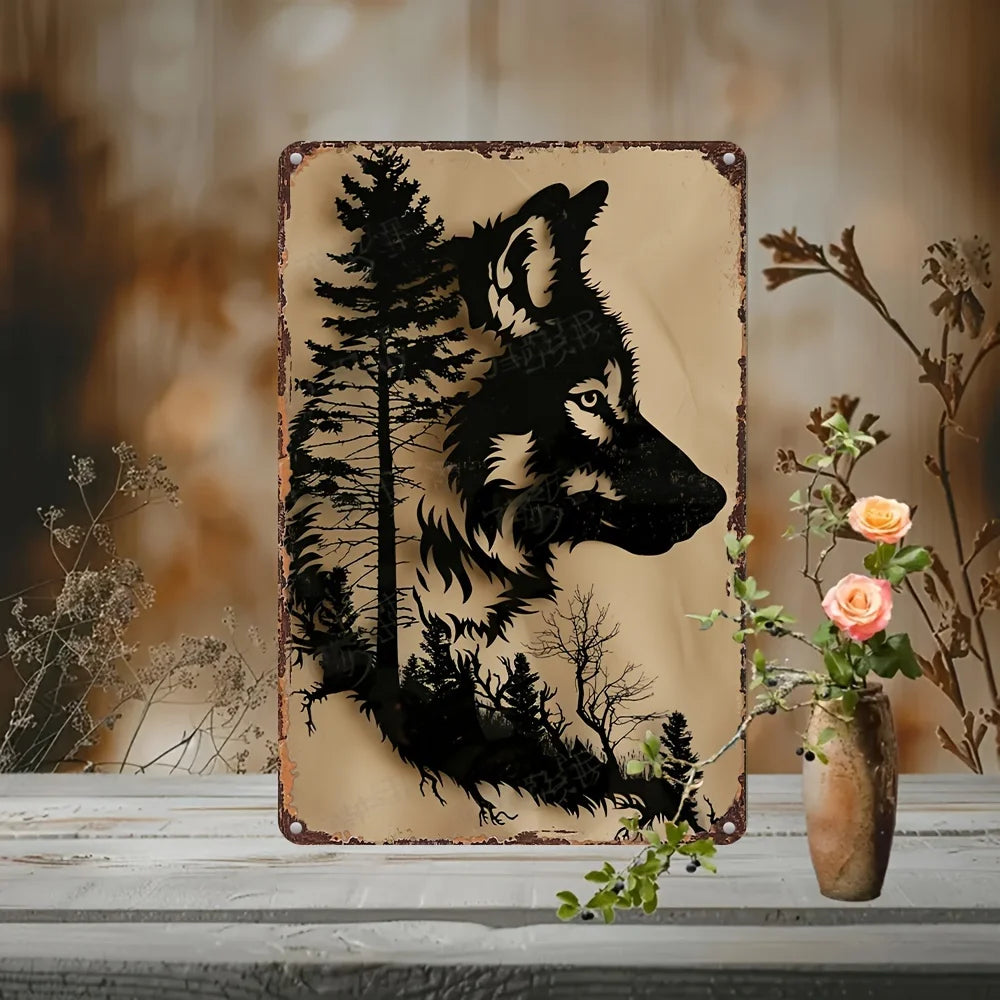 Iron Wolf Silhouette Wall Sign