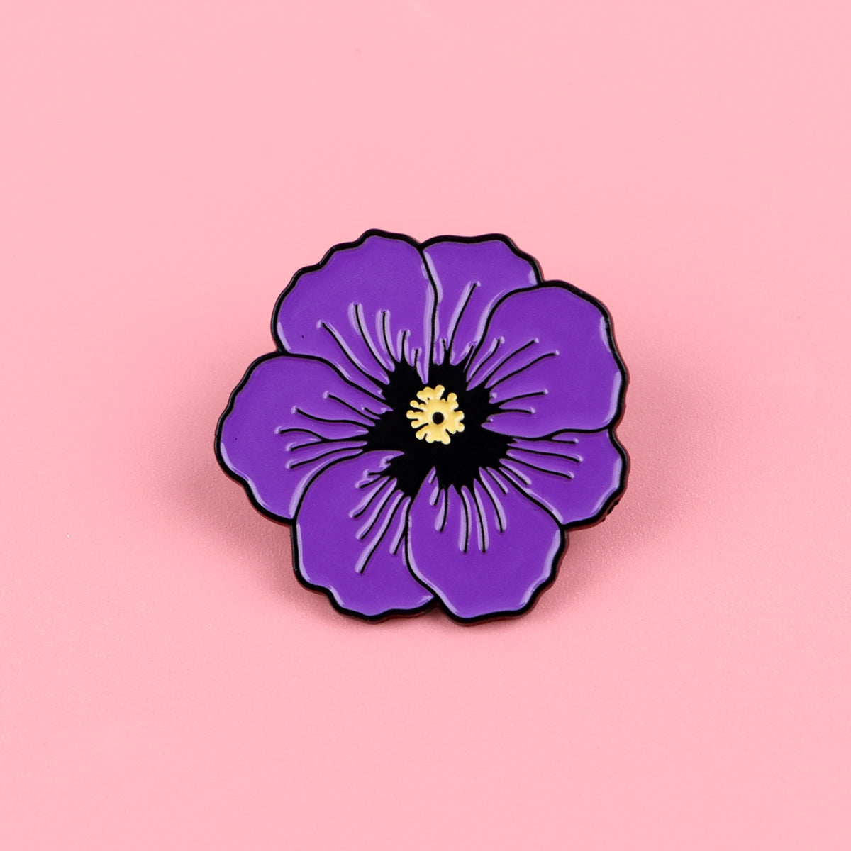 Purple Poppy Enamel Pin Brooch