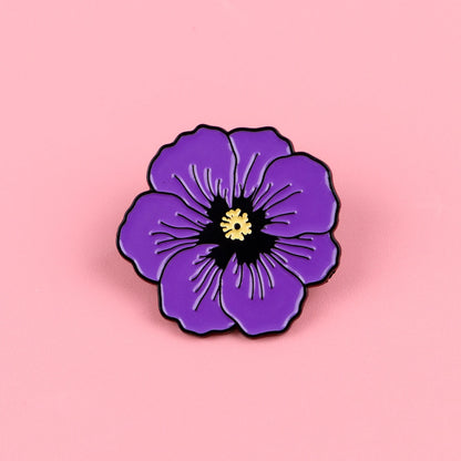 Purple Poppy Enamel Pin Brooch