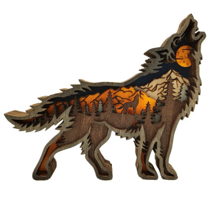 Wolf Totem Wooden Hollow Ornament