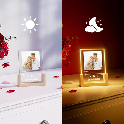 Personalized Spotify Acrylic Music Plaque Lamp with Custom Photo & Song Code – Romantic Anniversary, Birthday, and Valentine’s Gift