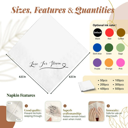 Personalized Wedding Paper Napkins | Custom Monogram Cocktail & Party Napkins