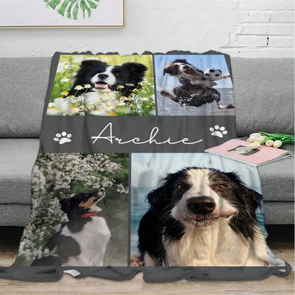 Personalized Pet Flannel Blanket with Name & Photo – Custom Dog or Cat Gift for Home, Camping & Travel