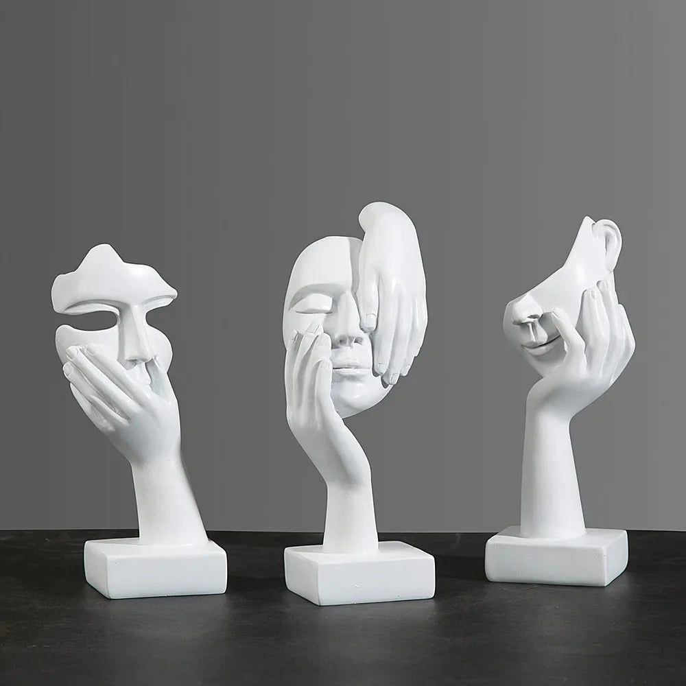 Resin Abstract Mask Face Statue Modern European Art Home Decor Figurine