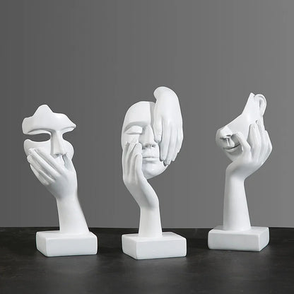 Resin Abstract Mask Face Statue Modern European Art Home Decor Figurine