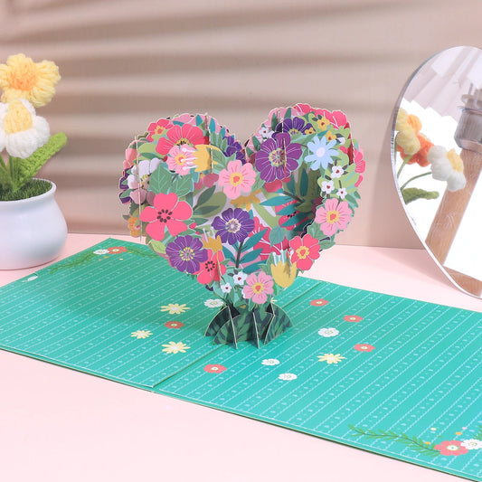 3D Pop-Up  Floral Heart Design Card