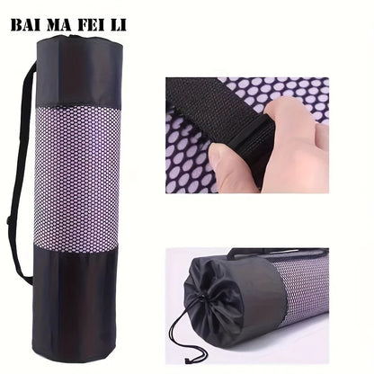 Breathable Yoga Mat Storage Mesh Bag Durable Black Fitness Shoulder Carrier