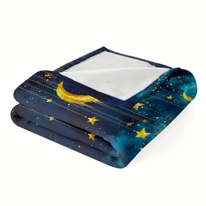 Mystical Moon and Stars Blanket – Soft Flannel Cosmic Throw for Night Sky Lovers