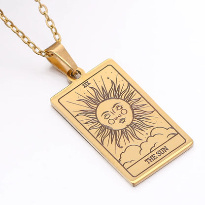Tarot Card Necklace Stainless Steel