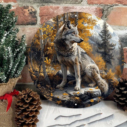 “Wolf in the Forest” Round Aluminum Sign