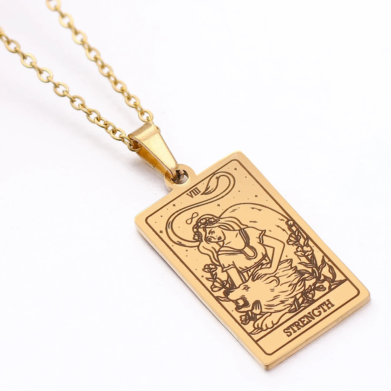 Tarot Card Necklace Stainless Steel