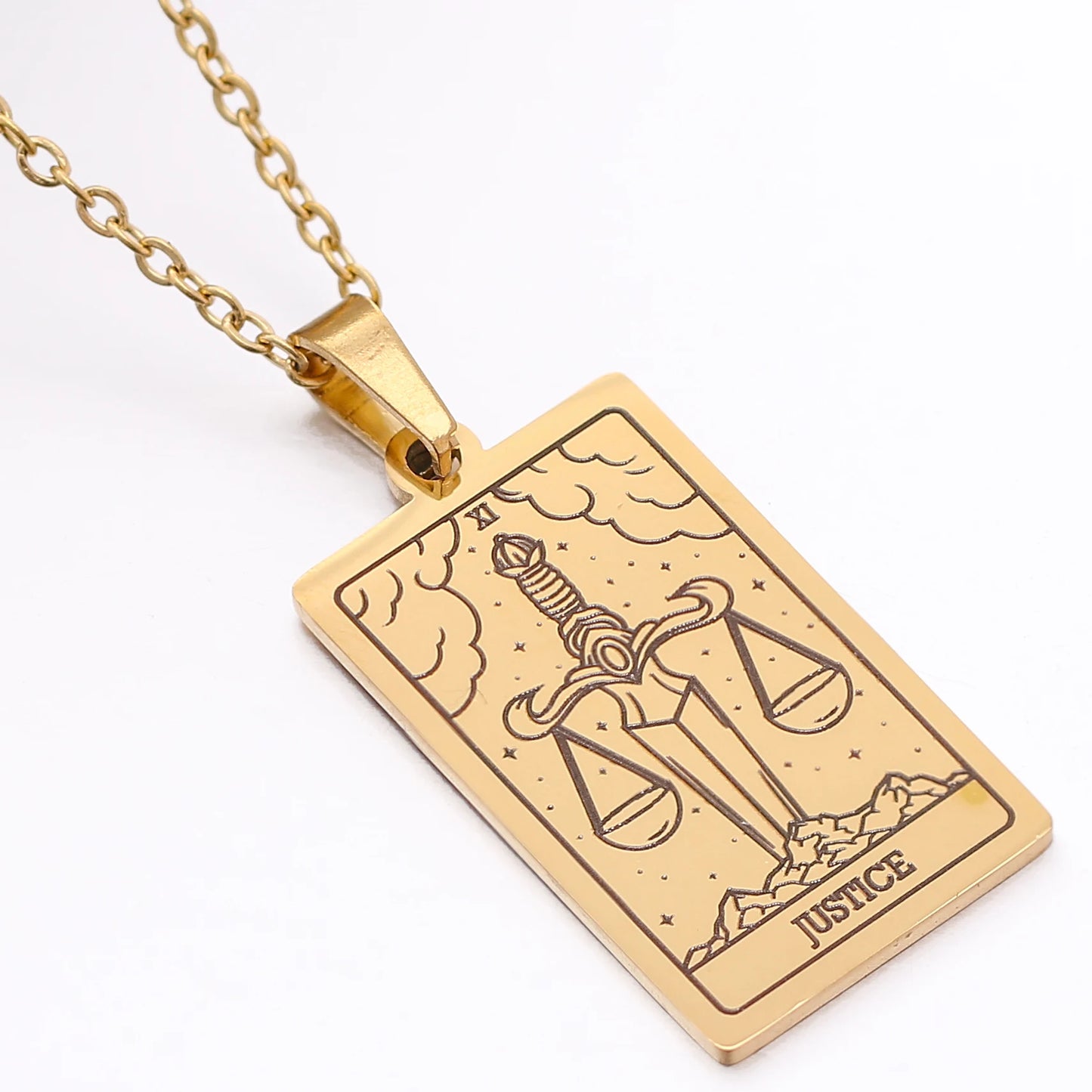 Tarot Card Necklace Stainless Steel