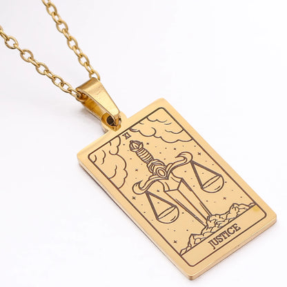 Tarot Card Necklace Stainless Steel