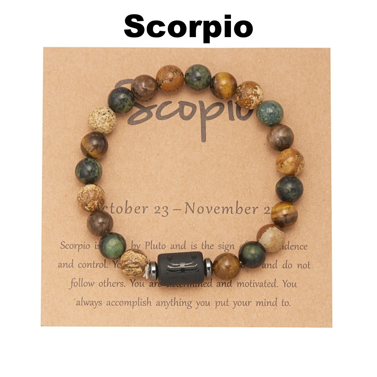 12 Zodiac Sign Constellation Natural Stone Beaded Bracelet with Tiger Eye 8mm Beads for Women and Men